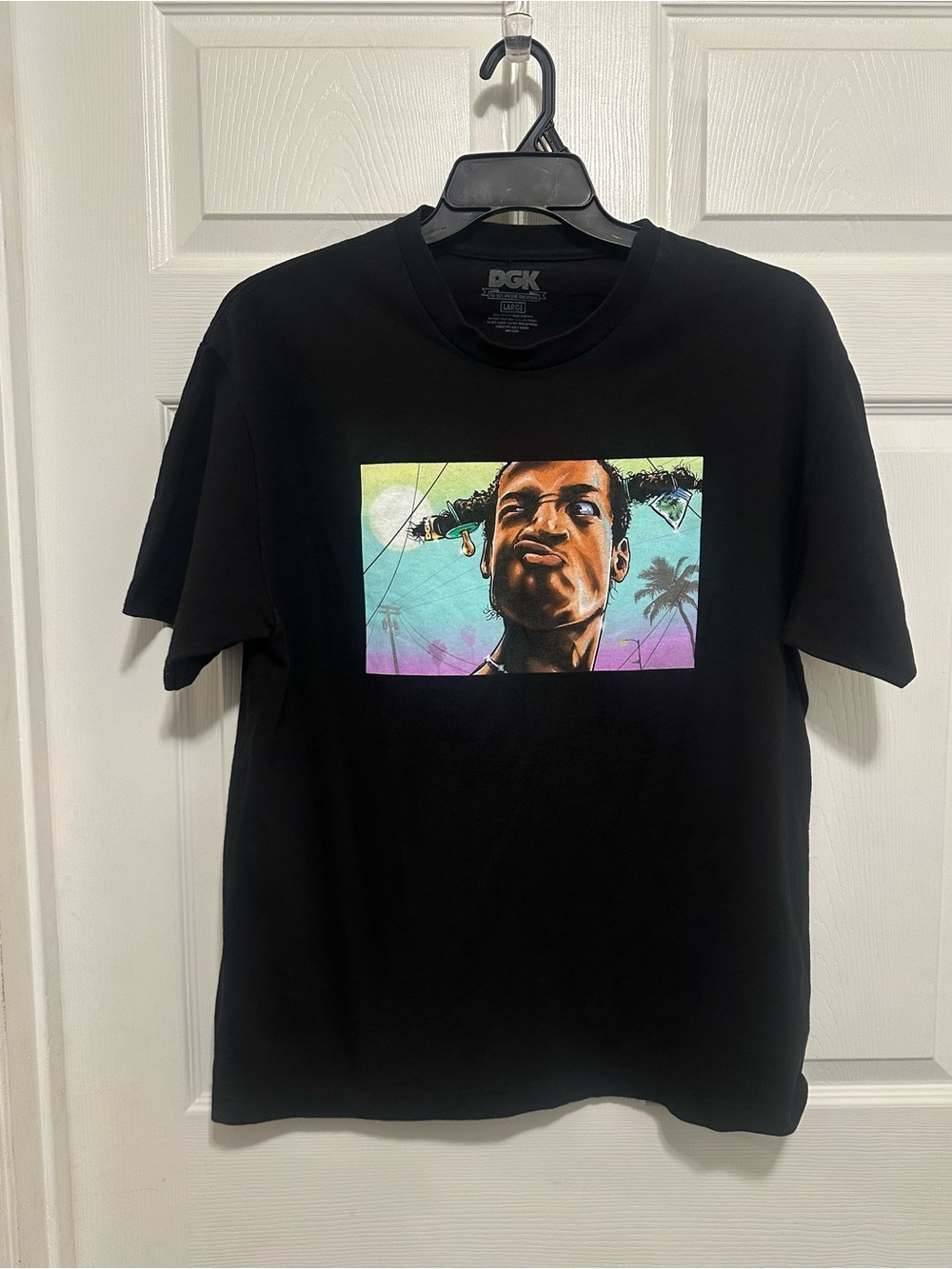 DGK Black Tee with Multicolor Portrait Block Graphic